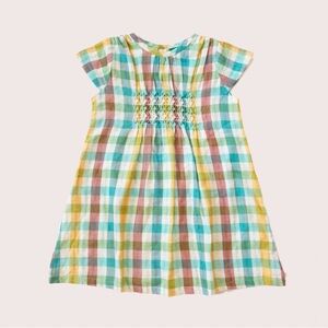 Little Green Radicals rainbow smock dress size 5/6 100% organic cotton colorful
